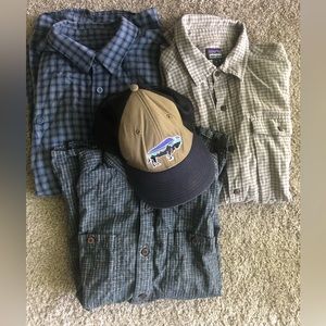 PATAGONIA BUNDLE — men’s medium shirts and cap